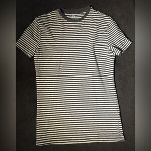 H&M Men's Black & White Striped Crewneck Tee